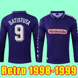 Long sleeve Retro Soccer Jerseys EDMUNDO BATISTUTA RUI COSTA Football Shirt Camisas de Futebol Fiorentina 1998 1999 98 99