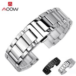 3 Pointer Stainless Steel Watchband 18mm 20mm 22mm 24mm Polished Matte Deployment Buckle Replacement Bracelet Watch Band Strap T192841