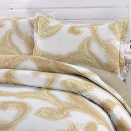 Bedding Sets Simple&Opulence Linens Set 3Pcs Double Bed Yellow Floral Pattern King Size Pillowcase Duvet Cover Comforter Sheet