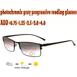 Sunglasses Pochromic Grey Progressive Multifocal Reading Glasses Business Men Full Frame Comfort 1.0 1.5 1.75 2.0 2.5 3 3.5 4