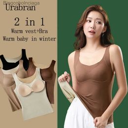 Women's Thermal Underwear Urabran 40-80kg Warm Vest Female 2023 New Autumn And Winter Double Sanding Slim Seamless Plus Velvet Padded Thermal UnderwearL231005