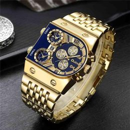 Brand New Oulm Quartz Watches Men Military Waterproof Wristwatch Luxury Gold Stainless Steel Male Watch Relogio Masculino 210329280m