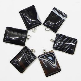 Pendant Necklaces Sell Natural Stone Rectangle Black Onyx Cabochon Exquisite Necklace Jewelry Gift Accessorie Wholesale 5Pcs