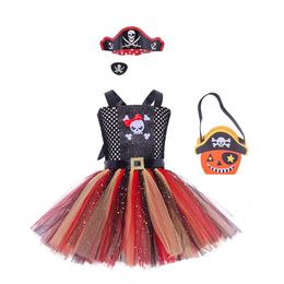 Girl's Dresses Halloween Carnival Party Costume Girls Tutu Dress with Accessory Children Dress Up Pirate Costumes Kids Clothing for Cosplay 231005