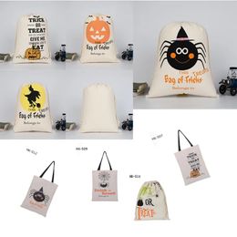 Party Halloween Tote Bag Cotton Canvas Candy Gift Sack Trick eller Treat DrawString Bags Festival Parties Supplies