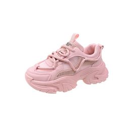 Women Running Shoes Pink Black Breathable mesh Fashion thick soled girl Comfortable Walking casual Trainers sneakers 36-40