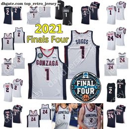 S 2021 Final Four 4 NCAA College Gonzaga Basketball Jerseys 1 Jalen SS 2 Drew Timme Corey Kispert Jersey Home Away White Grey Navy B 14H0