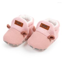 First Walkers BeQeuewll Baby Cute Ears Boots Infant Girls Boys Non-Slip Soft Sole Walker Winter Warm Snow Crib Shoes