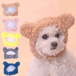 Dog Apparel Autumn Winter Hat for Dogs Solid Color Fleece Warm Pet Cute Easy wearing Small Cat Outdoor Supplies 230928