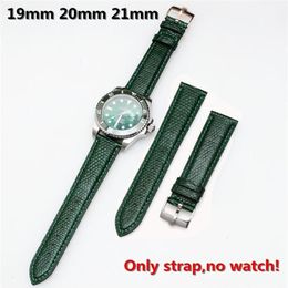 Watch Bands High Quality 19mm 20mm 21mm Genuine Leather Watchband&Pin Buckle Green Lizard Strap For RX Submarin Er Day-date310h