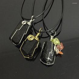 Pendant Necklaces Handmade Craft Wired Stone Raw Nuggets Healing Balance Quartz Natural Black Tourmaline Pendants Women