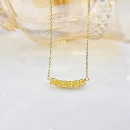 Chains YM2023 Pure 18K Gold Jewelry Solid G18K Natural Yellow Diamonds 0.59ct Pendants Gemstone Necklaces For Women