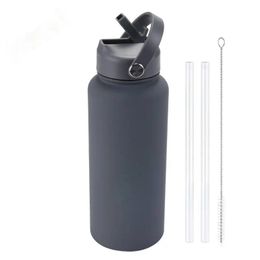 Water Bottles 1l large capacity insulated cup lid with straw portable outdoor sports 230928