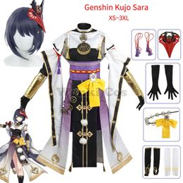 Game Genshin Impact Kujo Sara Cosplay Costume Genshin Sara Kujou Cosplay Wig Full Set Outfits Party Costumes