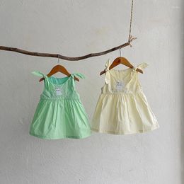 Girl Dresses Baby Summer Dress Floral Bow Embroidery Sundress Princess Sleeveless Casual Simple Sweet Cute Girls