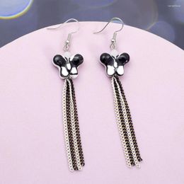 Dangle Earrings Korean Fashion Chain Tassel Ceramic Butterfly For Women Trending Product Retro Color Matching Girls Year Gift