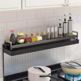 Kitchen Storage Countertop Stovetop Rack Retractable Wooden Handle Multifunctional Spice Seasoning Condiment Shelf Kitch