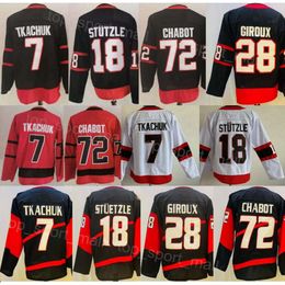 Men Ice Hockey 18 Tim Stutzle Jerseys 28 Claude Giroux 7 Brady Tkachuk 72 Thomas Chabot Team Colour Black Red White Reverse Retro All Stitched For Sport Fans High/Good