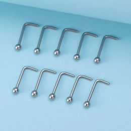 Stainless Steel Ball Nose Rings Stud Earrings Ear Piercing Nariz Bone Screw Nostril for Women Men Body Jewelry 20G