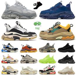 wholesale casual shoes triple s black sneaker white black grey Wine Red pink blue Neon Green yellow sports mens womens famous Bubble bottom platform outdoor trainer