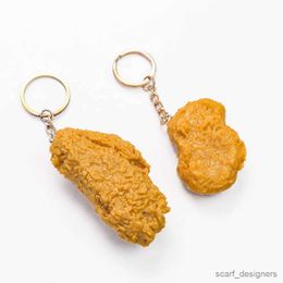 2PCS Keychains Lanyards Fried Chicken Food Keychain French Fries Drumstick Chicken Key Chain Restaurant Client Gift Chef Cook Keyring R231005