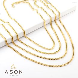 Chains ASONSTEEL 1 Pieces Hip Hop Rope Cuban Link Chain Necklace Stainless Steel Width 3.5mm Gold Colour Punk Fashion Jewellery Accessory