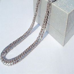 Heavy MENS 24K REAL SOLID WHITE GOLD FINISH THICK MIAMI CUBAN LINK NECKLACE CHAIN310x