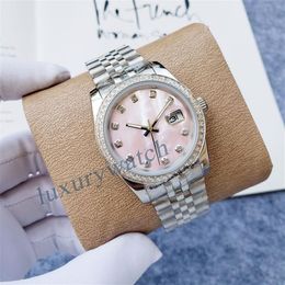 womens watch Pink mechanical diamond watchs Christmas automatic luxury watches rose gold size 36MM sapphire glass waterproof desig272D