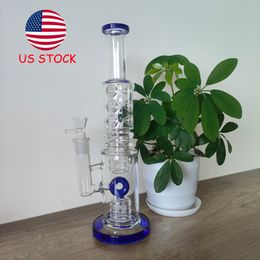 14-Inch Blue Hookah-Style Bong with Swiss Perc and 18mm Female Joint