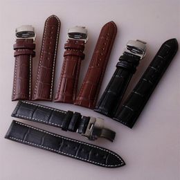 Watch Bands Strap Bamboo Pattern Genuine Leather Watchband With Double Press Butterfly Buckle Accessories 18mm 19mm 20MM 21mm 22306v