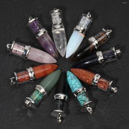 Pendant Necklaces 1pcs Natural Stone Pendants Agate Amethyst Charms With Chain Jewelry Box Necklace Set For Making DIY Women