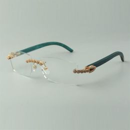 Designer bouquet diamond glasses Frames 3524012 with teal wood temples for unisex size 56-36-18-135mm188p