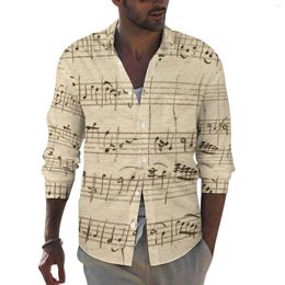 Männer Casual Shirts Musik Shirt Männlich Note Song Herbst Y2K Benutzerdefinierte Blusen Langarm Vintage Übergroße Kleidung Geburtstag Geschenk