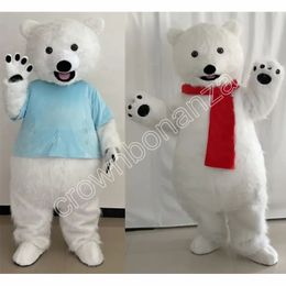 White Polar Bear Mascot Costumes Halloween Cartoon Character Outfit Suit Xmas Outdoor Party Outfit Unisex Promotional Advertising Clothings