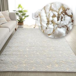 Carpets Faux Rabbit Fur Carpet For Living Room Side Table White Gold Marble Fluffy Rug Luxury Bathroom Mat Bedside Fur Mat For Bedroom 230928