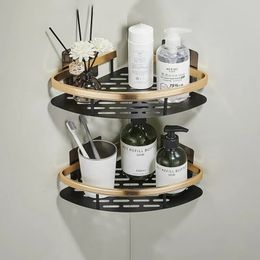 Bathroom Shelves Bathroom Corner Shelf without Drilling Rustproof Space Aluminium Shower Storage Rack Shampoo Holder Bathroom Accessories 230927