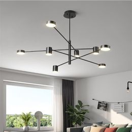 Chandeliers Modern Fashion Black Gold White Long Led Ceiling Suspended Chandelier Light Lamp For Hall Kitchen Living Room Loft Bed216g