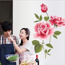Wall Stickers Romantic Love 3D Rose Flower Background Furniture Living Room TV Decor Sticker Home
