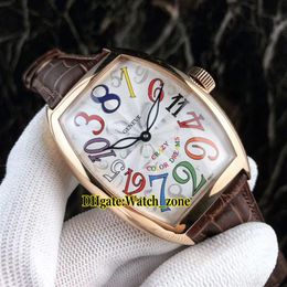 New Crazy Hours 8880 CH 5NE Colour Dreams Automatic White Dial Mens Watch Rose Gold Case Leather Strap Gents Sport Watches178M