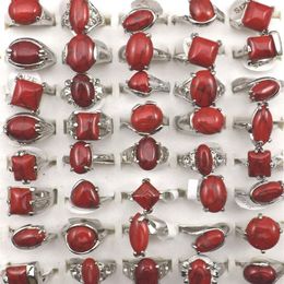 Mixed Size Red Turquoise Rings For Women Fashion Jewelry 50pcs Whole277j