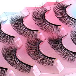 False Eyelashes Cat-Eye Fluffy Faux Mink Lashes 8D Wispy Lashes 5 Pairs Pack Dramatic Long Thick Volume Eyelashes