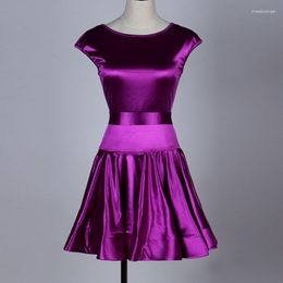 Stage Wear Kids Latin Dress Purple Modern Dance For Girls Competition Salsa Rumba LQ065