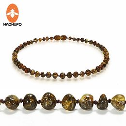 Pendant Necklaces HAOHUPO Amber Necklace for Women Baltic Natural Amber Beads Baby Jewellery for Boy Girl Infant Teething Gifts 231005