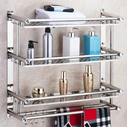 Bathroom Shelves Stainless SteelBathroom Towel Rack Double-layer Bathroom Toilet Towel Caddy Rack Wall Hanging Shelf for Kitchen Bathroom 230926