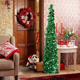 Christmas Decorations Aytai 5ft Pop Up Christmas Tinsel Tree with Stand Gorgeous Collapsible Artificial Christmas Tree for Christmas Decoration Silver 230928