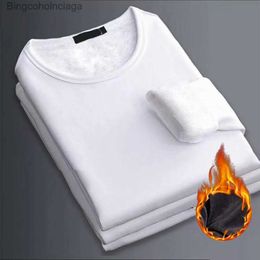 Men's Thermal Underwear 1 Pcs Brand New Thermal Underwear T-Shirts Men Tops solid Colour Long Sleeve O/V-Neck Black Warm Clothes Soft T Shirt clothingL231011