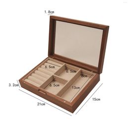 Jewellery Pouches Box Wooden Transparent Window For Women Girls Large Capacity Storage Display Case Bracelets Earrings