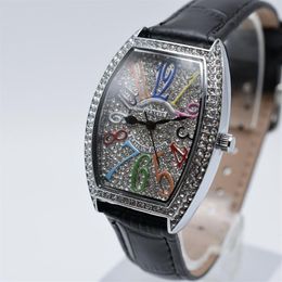 On quartz leather fashion women diamond watches casual digital women dress designer watch whole ladies gifts wristwatch235U