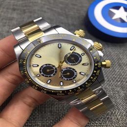 Men's luxury watch high-end automatic mechanical watch stainless steel gradually gold strap small diamond waterproof sap242g