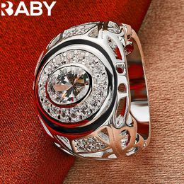Wedding Rings 925 Sterling Silver 6 10 Size For Women Man Round Large Zircon Ring Fashion Engagement Charms Party Fine Jewellery 231005